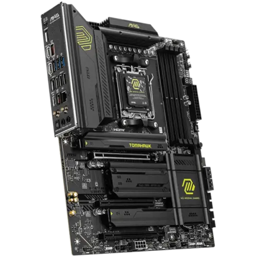 Alternative view of Дънна платка MSI MAG X870E TOMAHAWK WIFI, ATX, Socket AM5, 4x DDR5 Dual Channel DDR5 up to 8400(OC)MHz, 3x PCIe 3.0 x16 slot, 4x M.2 slot, 4x USB 2.0, 3x USB 5Gbps, 2x USB 10Gbps, 1x 10Gbps Type-C, 2x 40Gbps Type-C, HDMI, 7.1 HD Audio, 5G LAN, WiFI 7
