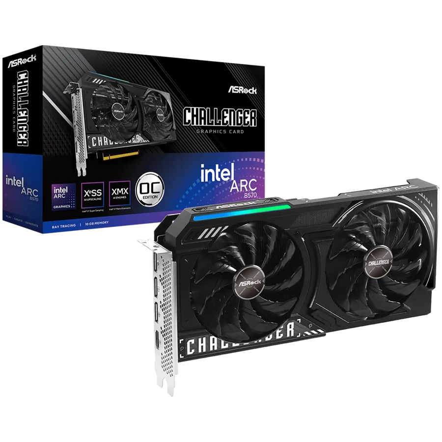 Видео карта ASROCK Intel Arc B570 Challenger OC 10GB GDDR6 160-bit HDMI 3x DP