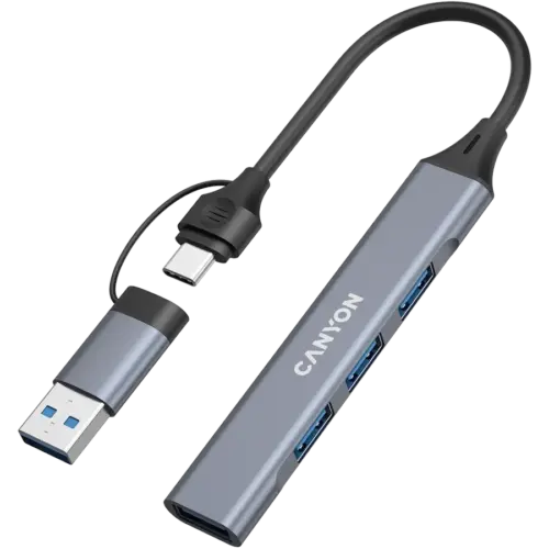 Alternative view of USB хъб CANYON hub DS-02 4in1 USB-A/C Grey