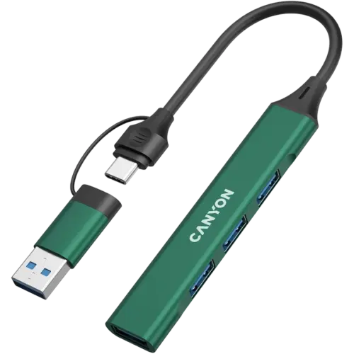 Alternative view of USB хъб CANYON hub DS-02 4in1 USB-A/C Green