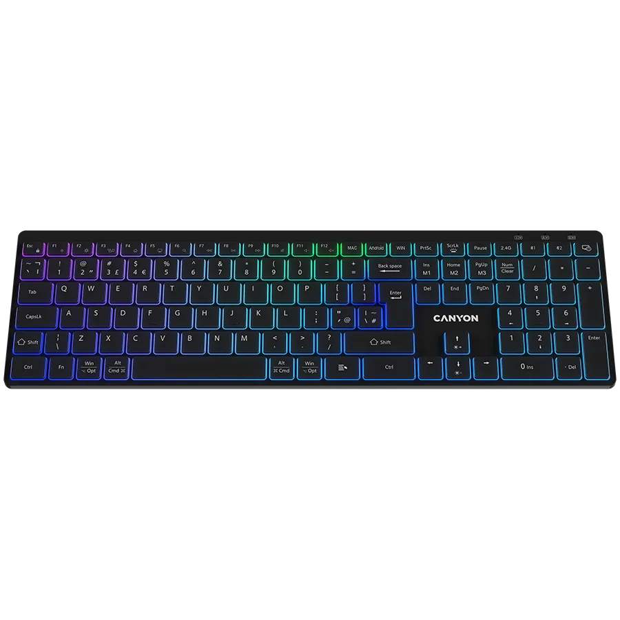Клавиатура CANYON keyboard HKB-W11 UK/US RGB Dual Mode Wireless Black - Image 42