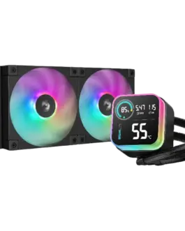 Охладител за процесор Охладител DeepCool LQ240 240mm CPU Liquid Cooler 2x120mm ARGB PWM Fans LED Screen Anti-Leak Techno