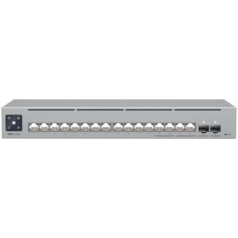 Kомутатор Ubiquiti 16-port Layer 3 Etherlighting switch 2.5 GbE and versatile mounting options 4x 2.5 GbE RJ45 ports 12x