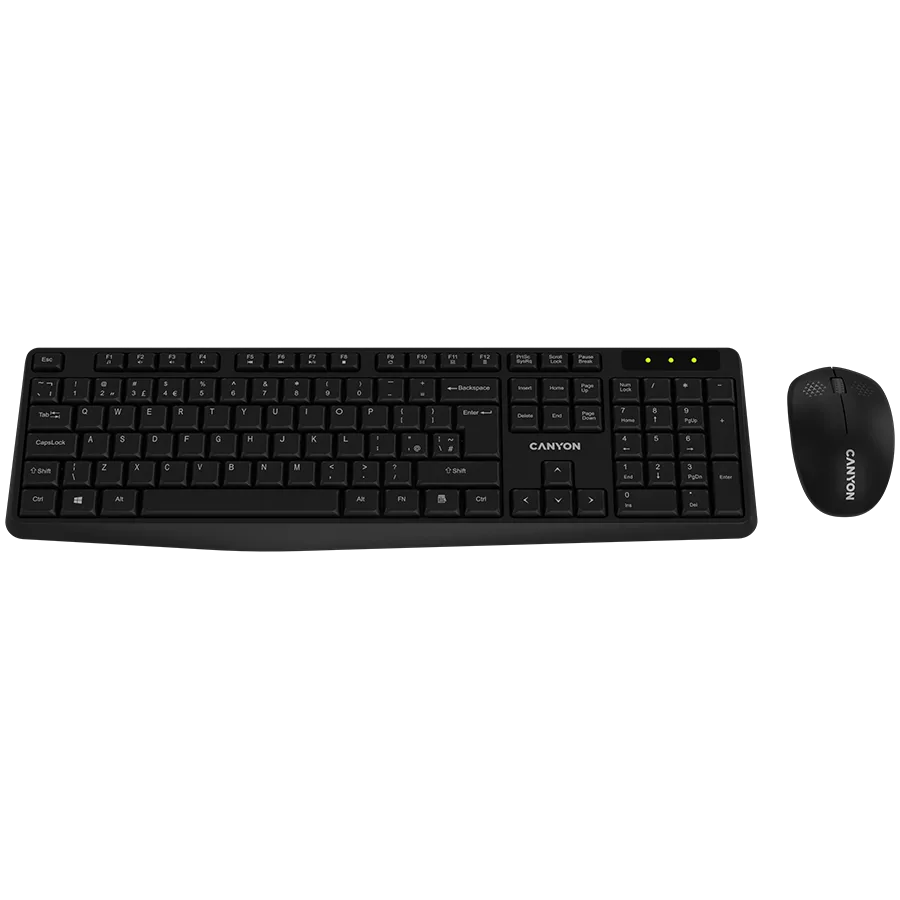 Клавиатура CANYON SET-W01 EN/BG Keyboard+Mouse Wireless Black