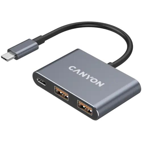 Alternative view of USB хъб CANYON hub DS-3 3in1 USB-C Dark Grey