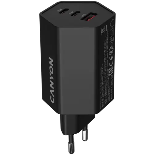 Зарядно за мобилен телефон CANYON charger HEXAGON 65 GaN 65W 2xPD 1xQC EU