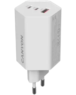Зарядно за мобилен телефон CANYON charger HEXAGON 65 GaN 65W 2xPD 1xQC EU