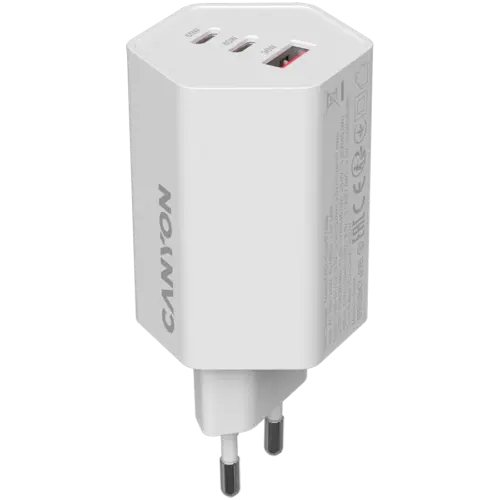 Зарядно за мобилен телефон CANYON charger HEXAGON 65 GaN 65W 2xPD 1xQC EU