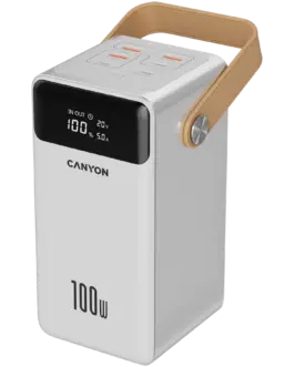 Външна батерия CANYON power bank OnPower 610 metal 60000 mAh PD100W White