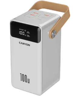 Външна батерия CANYON power bank OnPower 610 metal 60000 mAh PD100W White
