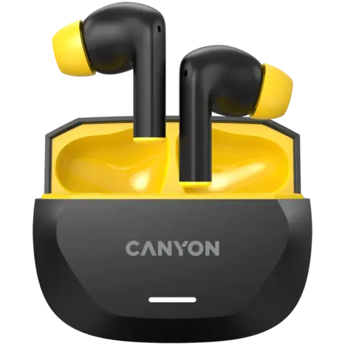 Bluetooth слушалки CANYON headset HEXAGON 7 TWS ANC+ENC Wireless Charge Black Yellow