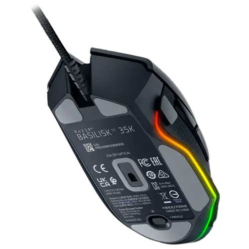 Alternative view of Геймърска мишка Razer Basilisk V3 35K Gaming Mouse, Black, Focus Pro 35K Optical Sensor Gen-2, Optical Mouse Switches Gen-3, Razer™ Speedflex Cable, 4-Way Razer™ HyperScroll Tilt Wheel, 35K DPI