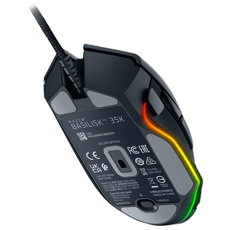 Геймърска мишка Razer Basilisk V3 35K Gaming Mouse, Black, Focus Pro 35K Optical Sensor Gen-2, Optical Mouse Switches Gen-3, Razer™ Speedflex Cable, 4-Way Razer™ HyperScroll Tilt Wheel, 35K DPI - Image 30