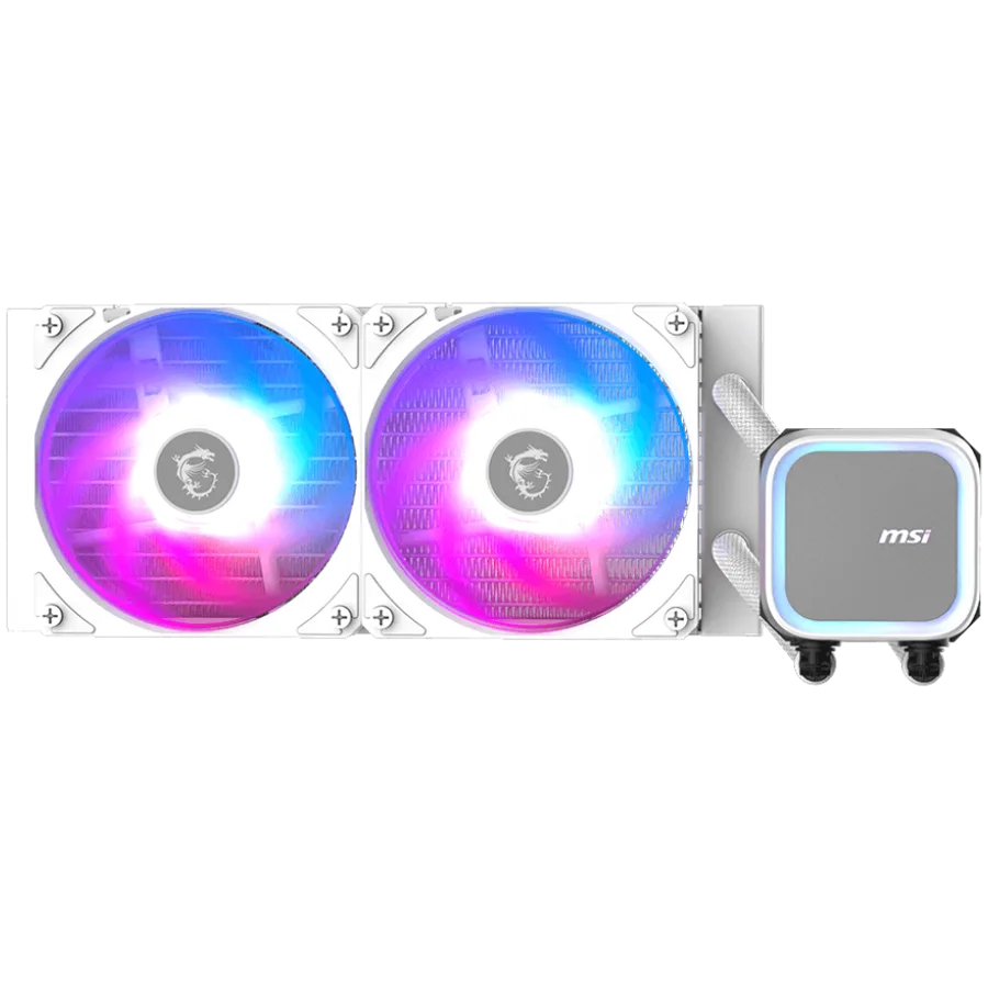 Охладител за процесор Охладител MSI MAG CORELIQUID A13 240 WHITE 2x120mm Pre-installed ARGB Daisy Chain Fans Replacable