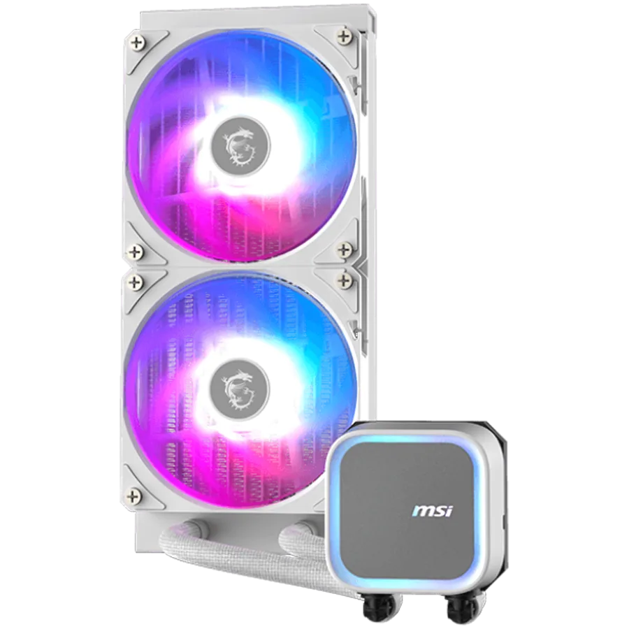 Охладител за процесор Охладител MSI MAG CORELIQUID A13 240 WHITE, 2x120mm Pre-installed ARGB Daisy Chain Fans, Replacable Top Cover, Copper Base Intel LGA 1700/1851, AMD AM5/AM4, 3Y Warranty - Image 12