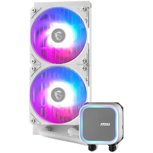 Alternative view of Охладител за процесор Охладител MSI MAG CORELIQUID A13 240 WHITE, 2x120mm Pre-installed ARGB Daisy Chain Fans, Replacable Top Cover, Copper Base Intel LGA 1700/1851, AMD AM5/AM4, 3Y Warranty