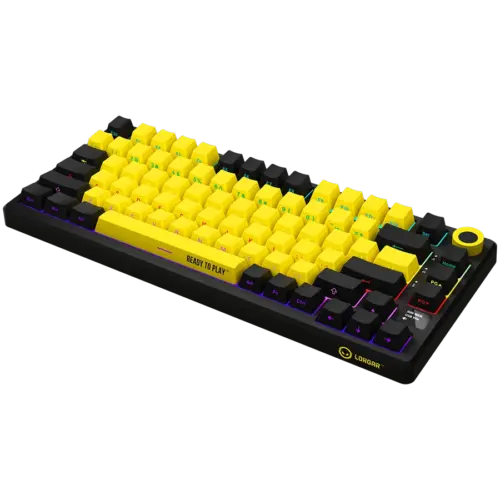 Alternative view of Геймърска клавиатура LORGAR KBP7075W, Wireless 75% Mechanical Gaming Keyboard Pro, Black/yellow, EN layout