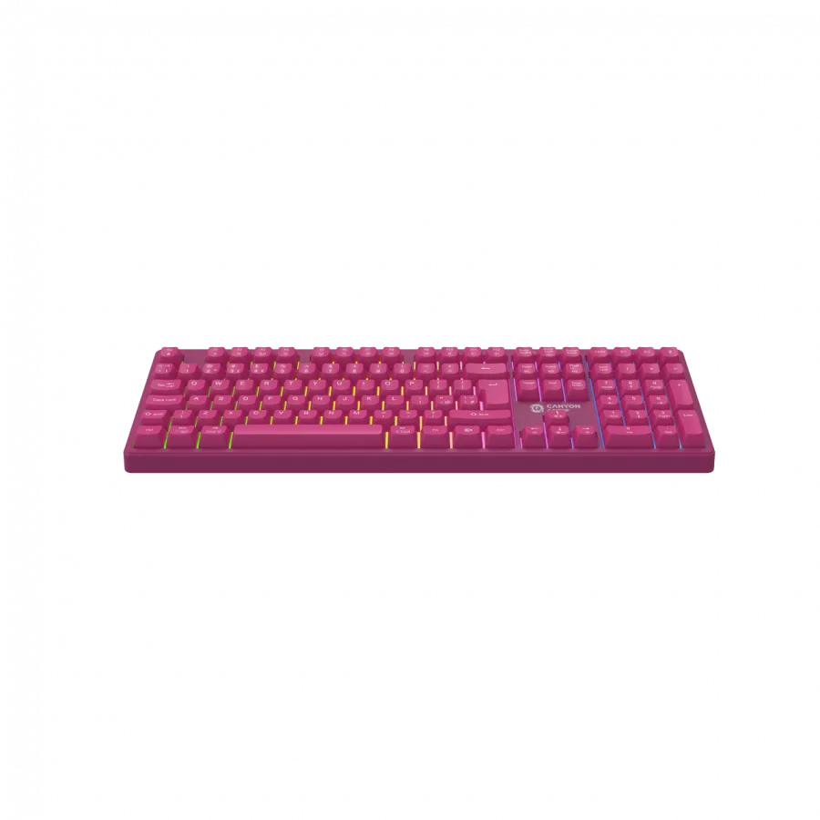 Геймърска клавиатура Canyon 105keys gaming keyboard,with 2.4G+ Bluetooth mode, battery 2000mAh, RGB backlight 3 types and 7 colors, size:407*119*19mm, PVC cable 1.8M , Black,weight:556+/-10g - Image 47