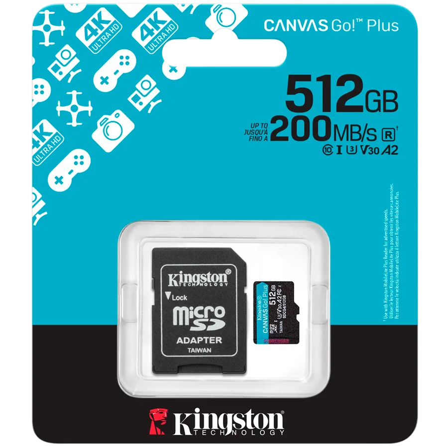 Карта памет Kingston 512GB microSDXC Canvas Go Plus Gen4 200MB/s A2 U3 V30 Card + Adapter - Image 102