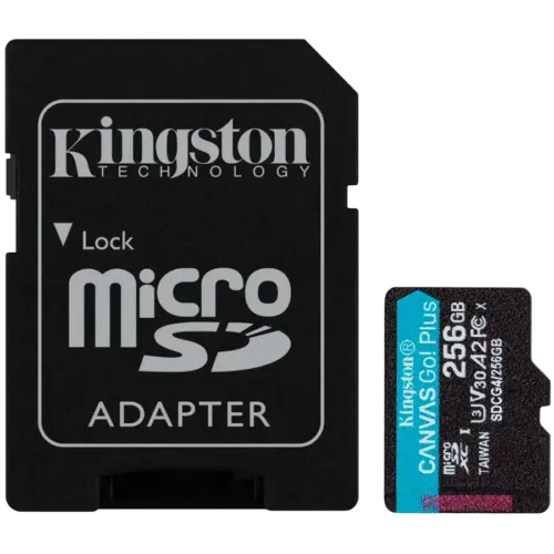 Карта памет Kingston 256GB microSDXC Canvas Go Plus Gen4 200MB/s A2 U3 V30 Card + Adapter