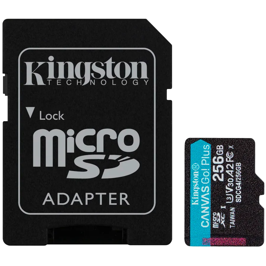 Карта памет Kingston 256GB microSDXC Canvas Go Plus Gen4 200MB/s A2 U3 V30 Card + Adapter