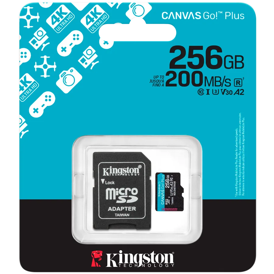 Карта памет Kingston 256GB microSDXC Canvas Go Plus Gen4 200MB/s A2 U3 V30 Card + Adapter - Image 33