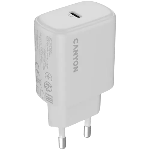 Зарядно за мобилен телефон CANYON charger OnCharge 250 25W 1xPD EU White