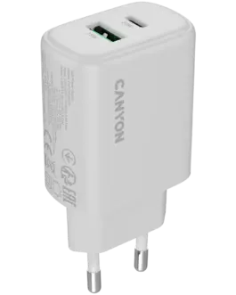 Зарядно за мобилен телефон CANYON charger OnCharge 200 20W 1xPD 1xQC EU