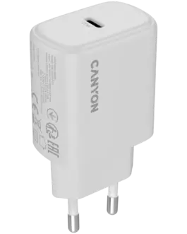 Зарядно за мобилен телефон CANYON charger OnCharge 200 20W 1xPD EU White