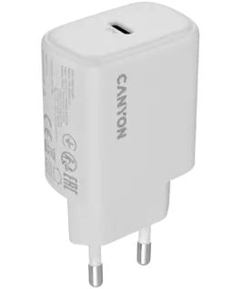 Зарядно за мобилен телефон CANYON charger OnCharge 200 20W 1xPD EU White