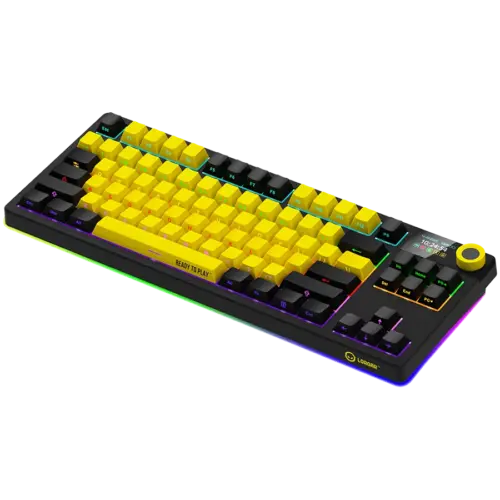 Alternative view of Геймърска клавиатура LORGAR KBP70TKLW, Wireless TKL Mechanical Gaming Keyboard Pro, Black/yellow, EN layout