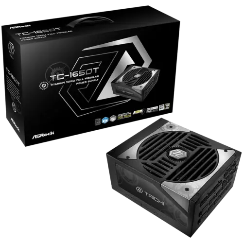 Захранване за компютър Asrock TC-1650T 1650W 80 Plus Titanium Fully Modular PSU Japanese Capacitors 2x EPS 12V CPU(4+4pi
