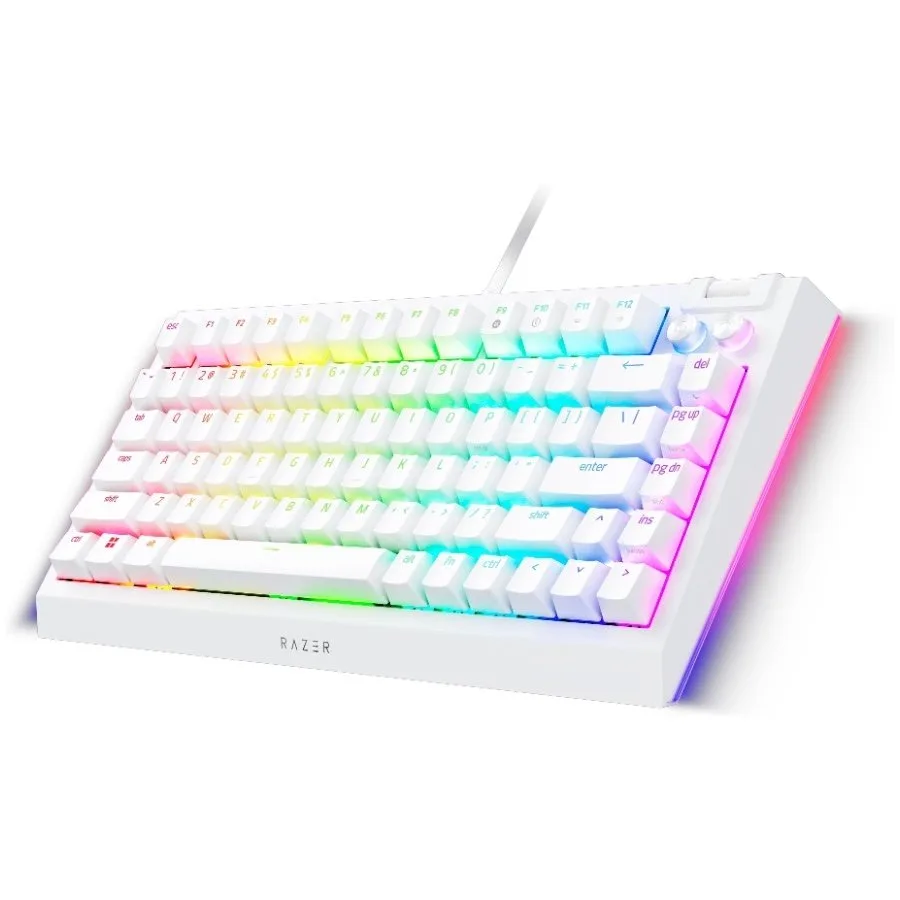 Геймърска клавиатура Razer BlackWidow V4 75% White, Gaming Keyboard, US Layout, Hot-swappable Design, Compact 75% Layout with Aluminum Case, Mechanical Switches (Tactile), Razer Chroma RGB, Dedicated media roller with 2 dedicated media buttons, Detac - Image 6