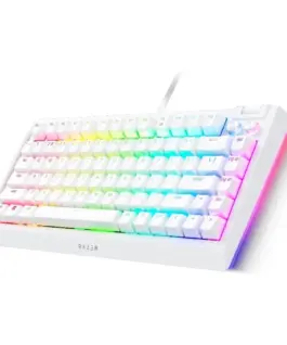 Alternative view of Геймърска клавиатура Razer BlackWidow V4 75% White, Gaming Keyboard, US Layout, Hot-swappable Design, Compact 75% Layout with Aluminum Case, Mechanical Switches (Tactile), Razer Chroma RGB, Dedicated media roller with 2 dedicated media buttons, Detac