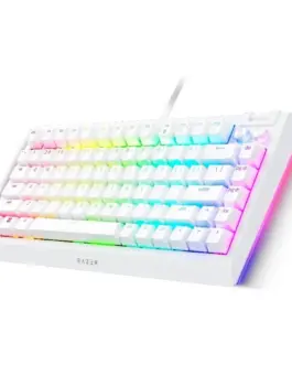 Alternative view of Геймърска клавиатура Razer BlackWidow V4 75% White, Gaming Keyboard, US Layout, Hot-swappable Design, Compact 75% Layout with Aluminum Case, Mechanical Switches (Tactile), Razer Chroma RGB, Dedicated media roller with 2 dedicated media buttons, Detac