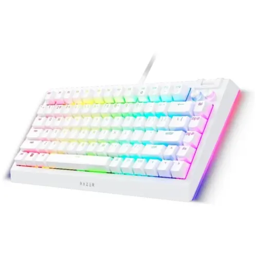 Alternative view of Геймърска клавиатура Razer BlackWidow V4 75% White, Gaming Keyboard, US Layout, Hot-swappable Design, Compact 75% Layout with Aluminum Case, Mechanical Switches (Tactile), Razer Chroma RGB, Dedicated media roller with 2 dedicated media buttons, Detac