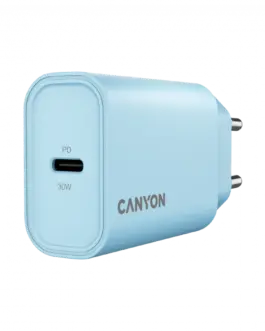 Alternative view of Зарядно за мобилен телефон CANYON charger OnCharge 30CL Max Power 30W 1xPD EU Light Blue