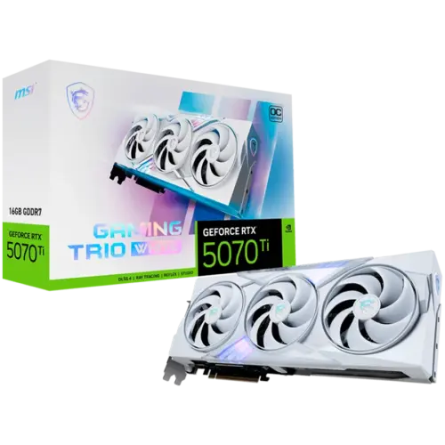 Видео карта MSI Video Card Nvidia GeForce RTX 5070 TI 16G GAMING TRIO OC WHITE 16GB GDDR7 256bit Effective Memory Clock: