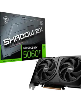 Видео карта MSI Video Card NVIDIA GeForce RTX 5060 Ti 8G SHADOW 2X OC PLUS 8GB GDDR7 128-bit 2617 MHz Boost 4608 CUDA Co