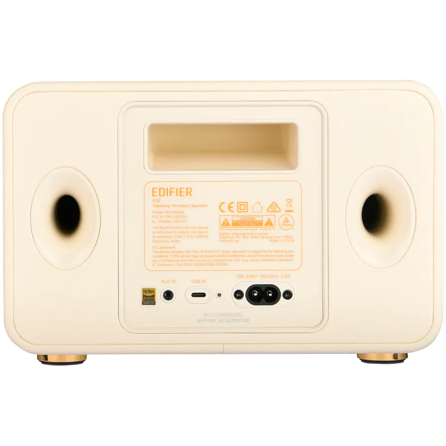 Тонколона Edifier D32 2.1 Speaker, BT V5.3, Wi-Fi, AUX, USB-C, 1x 4-inch Midrange Driver, 2x 1-inch Tweeters, 60W (RMS), White - Image 28