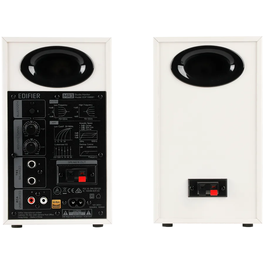 Тонколона Edifier MR3 Active Studio Monitors, BT V5.4, RCA, AUX, 1-inch Tweeters, 3.5-inch Drivers, 36W (RMS), Tone Control Dials, White - Image 28