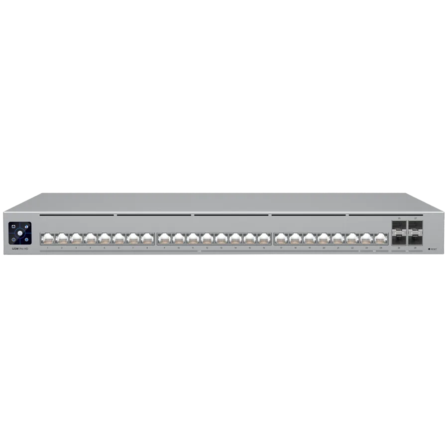Kомутатор Ubiquiti Layer 3 Etherlighting USW-PRO-HD-24-POE-EU (22) 2.5 GbE (2) 10 GbE PoE++ ports (4) 10G SFP+ ports DC