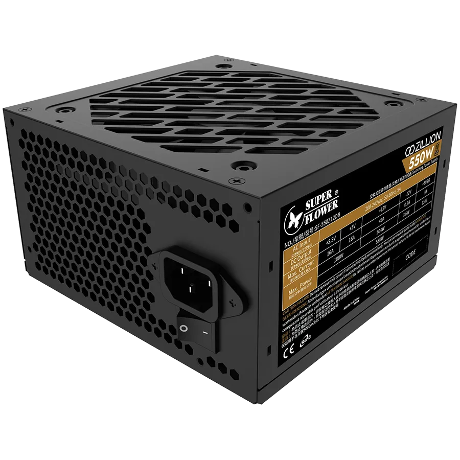 Захранване за компютър Super Flower Zillion DB Bronze 850W ATX 2.4 80 Plus Bronze Flat Black Cables 120mm Fan 140mmx150m