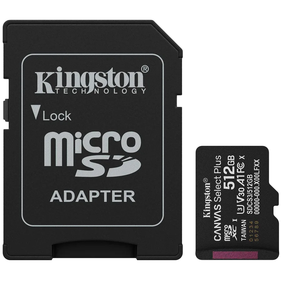 Карта памет Kingston 512GB microSDXC Canvas Select Plus Gen3 150MB/s A1 Card + Adapter