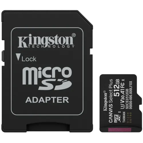 Карта памет Kingston 512GB microSDXC Canvas Select Plus Gen3 150MB/s A1 Card + Adapter