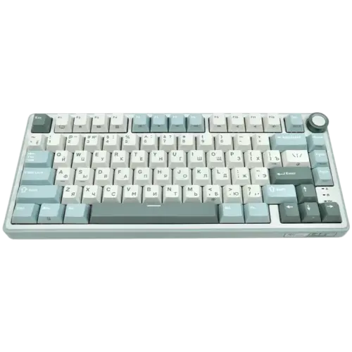 Геймърска клавиатура ROYAL KLUDGE R75 Sky Cyan Gaming Keyboard K silver switch