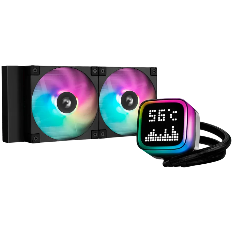 Охладител за процесор Охладител DeepCool LP240 240mm CPU Liquid Cooler 2x120mm ARGB PWM Fans Dot-matrix Screen Anti-Leak