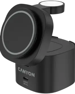 Alternative view of Зарядно за мобилен телефон Canyon 4 in 1 Wireless Charging Stand, 30W max, Size: 70x70x70.3mm, weight: 414g, with 65W charger and 1M cable, black