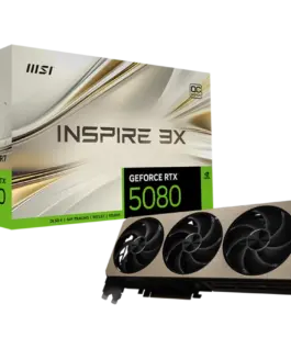 Видео карта MSI Video Card Nvidia GeForce RTX 5080 16G INSPIRE 3X OC 16GB GDDR7 256bit Effective Memory Clock: 30000MHz