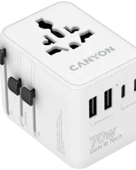 Зарядно за мобилен телефон CANYON Travel Adapter OnTour 70 EU/UK/US/AUS 70W